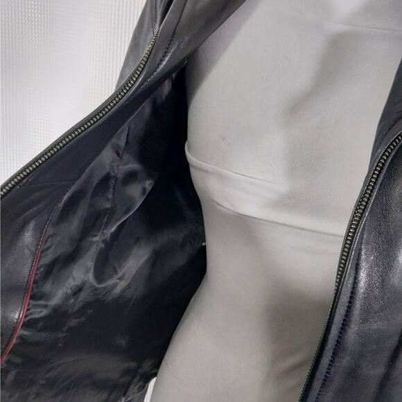 NINE WEST! SLEEK & SUPPLE BLACK GENUINE LEATHER ZIPPER FRONT JACKET, COAT! SZ M - Picture 8 of 13